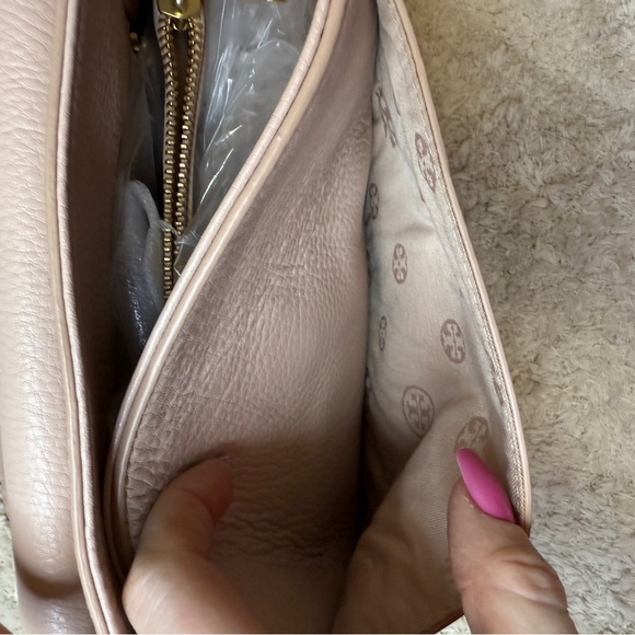Tory Burch Pink Marion Flap Leather Shoulder Bag Blush - Picture 9 of 16